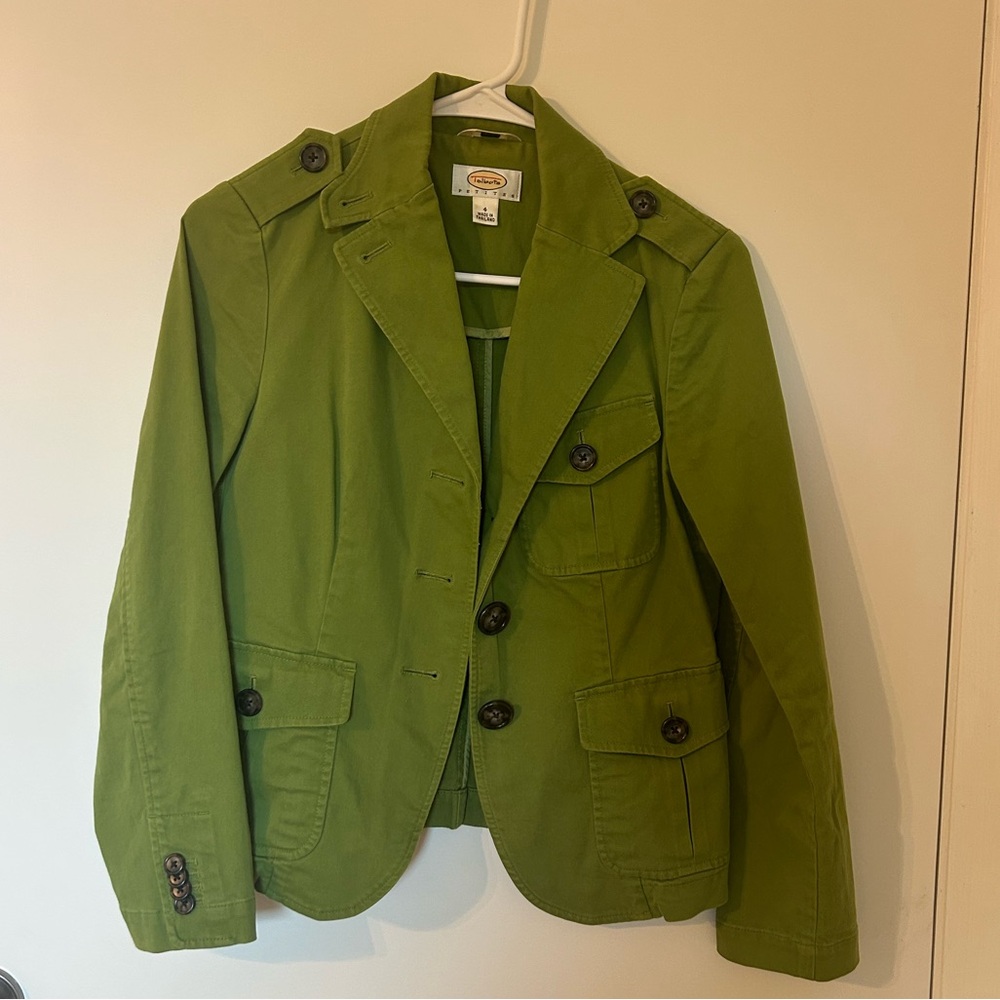 Talbots Petite Green Utility Blazer Jacket